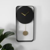 Matte Black Metal Wall Clock with Gold Details RRP - £60