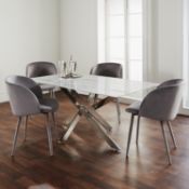 Silver Plated Marble Glass Dining Table RRP - £796