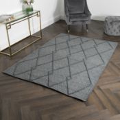 Grey Diamond Pattern Large Wool Rug RRP - £428