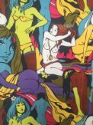 Switch on 70’s (1972) RARE/UNIQUE, Wall Hanging Fabric by Bernard Wardle, in vibrant colours, 197...