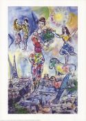 Two large Marc Chagall Prints. 'On the Rooftops of Paris' and 'Flowers'