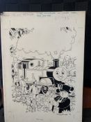 Thomas the Tank Engine & Friends ORIGINAL ARTWORK , signed by Timothy Marwood FULL PAGE CHRISTMAS...
