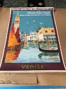 Six Vintage Travel Posters Venice, Cassandre's Train Blue Chemin De Fer De Wagons Lits , Algeria...