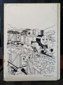 Thomas the Tank Engine & Friends ORIGINAL ARTWORK , signed by Timothy Marwood FULL PAGE CHRISTMAS...
