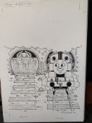 Thomas the Tank Engine & Friends ORIGINAL ARTWORK , signed by Timothy Marwood FULL PAGE CHRISTMAS...