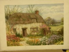 Vintage Antique by William Carruthers Affleck - Painting for Card Thatched Cottage - Signed with...