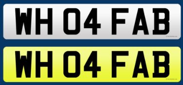 WH 04 FAB Number Plate on retention certificate