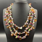 Awesome Colour Pearls With Quartz & Glass Beads Fashion Necklace.