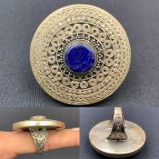 Stunning Vintage Handmade Old Natural Lapis Lazuli With Brass Ring. OJ-854