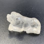 32.75 Cts Natural Hand Carved Clear Quartz Dog