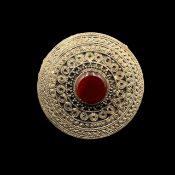 Old Handmade Natural Carnelian Agate With Brass Ring. AT-LM-07