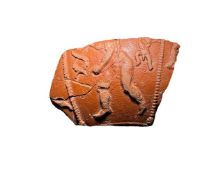 Roman Redware Shard of Pottery Depicting Male Figures (£7 UK £15 International Post)