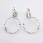 18K White Gold Earrings Detailed With Brilliant Diamonds
