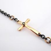 Cross Bracelet Detailed With Brilliant Diamonds and Gold On Silver.