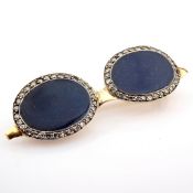 18K Enamel Glasses Brooch Detailed With Brilliant Diamonds