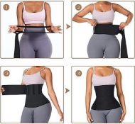 12x Women Waist Trimmer Wraps For Stomach Loop Snatch Bandage Wrap Plus Size Black Lot#3060
