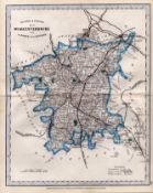 Worcestershire Cruchley Scarce Antique Railways & Stations Coloured Map.
