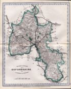 Oxfordshire Cruchley Scarce Antique Railways & Stations Coloured Map.