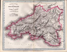 South Wales Cruchley Scarce Antique Railways & Stations Coloured Map.