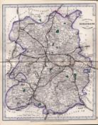 Shropshire Cruchley Scarce Antique Railways & Stations Coloured Map.