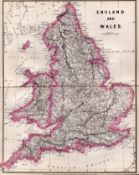 England & Wales Cruchley Scarce Antique Railways & Stations Coloured Map.
