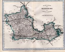 Berkshire Cruchley Scarce Antique Railways & Stations Coloured Map.