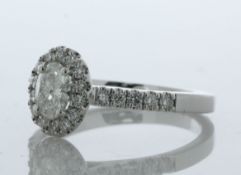 18ct White Gold Oval Cut Diamond Shoulder Set Ring (0.42) 0.76 Carats