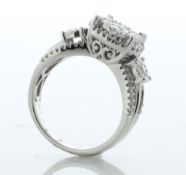 10ct White Gold Round Cluster Claw Set Diamond Ring 1.00 Carats