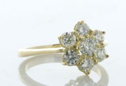 18ct Yellow Gold Round Cluster Claw Set Diamond Ring 1.26 Carats