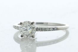 18ct White Gold Single Stone Prong Set With Stone Set Shoulders Diamond Ring (0.90) 1.00 Carats