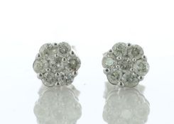 9ct White Gold Round Cluster Diamond Stud Earring 0.50 Carats