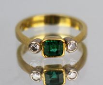 Emerald & Diamond 18ct Gold Ring