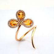 18K Rose Gold Ring 1.77ct Citrine and 0.35ct Brilliant Diamonds