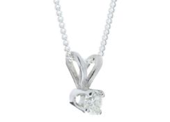 9ct White Gold Single Stone Four Claw Set Diamond Pendant 0.40 Carats