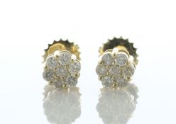 14ct Yellow Gold Round Cluster Diamond Stud Earring 0.36 Carats