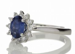 18ct White Gold Diamond and Sapphire Cluster Ring 0.25 Carats