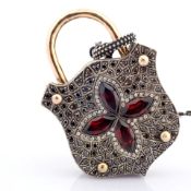 Exquisite Convertible Clasp Necklace Embellished With Gold Colourful Stones and Diamonds On Silve...