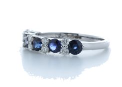 9ct White Gold Claw Set Semi Eternity Diamond and Sapphire Ring (S1.31) 0.31 Carats