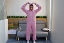 Ultra-Soft Zip-Up Teddy Fleece Onesie – Pink – Size 10