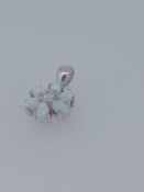 Silver Pendant Set with Synthetic Opal and Cz Stones
