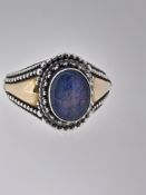 Suarti 18K Gold and Designer Silver Ring Set with Triplet Opal Gemstone