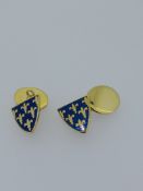 Gold Plated and Enamelled Cuff Links