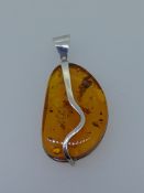 Silver Set with Natural Amber