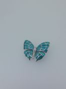 Nicole Barr Silver and Enamelled Butterfly Broach