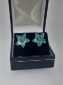 Nicole Barr Silver and Enamelled and Sapphire Earrings
