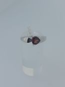 Silver Ring Set with Natural Heart Shaped Garnet Stone