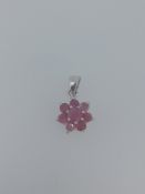 Silver Pendant Set with Natural Rubies