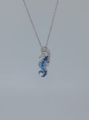 Nicole Barr Silver and Enamelled Seahorse Broach