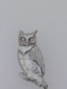 Nicole Barr Silver Enamelled Broach Set with Yellow Sapphire Eyes