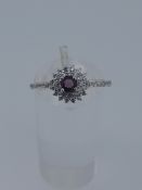 Silver Stamped 925 Dress Ring Set with Cz Stone, Centres Tone Measures 5.94 Mm Diameter. Finger S...